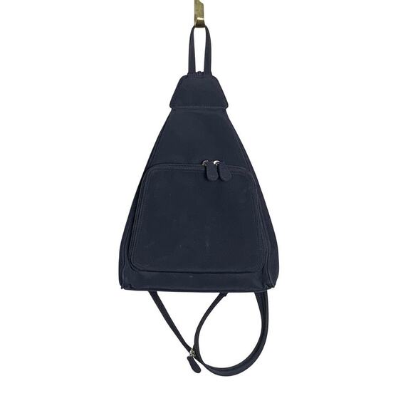 Liz Claibourn's Villager Black Fabric Triangle Sling Bag - Picture 1 of 7